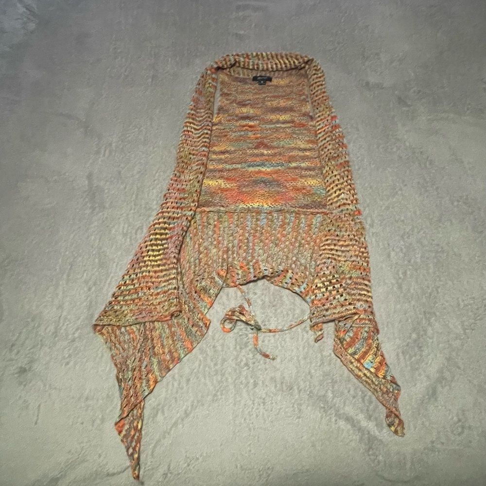 Zaria multicoloured crochet vest size medium EUC